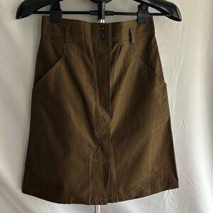 MaxMara Brown A-Line 100% Cotton Skirt with Front Buttons